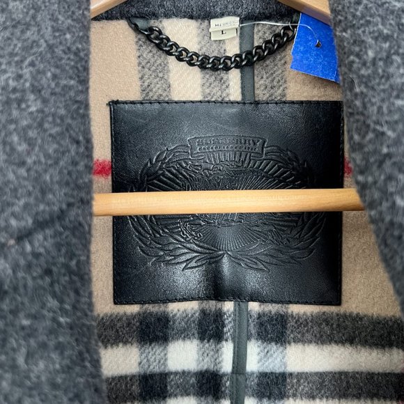 Burberry Charcoal Gray Double-Breasted Wool Coat Jacket Men's Large - Picture 5 of 9